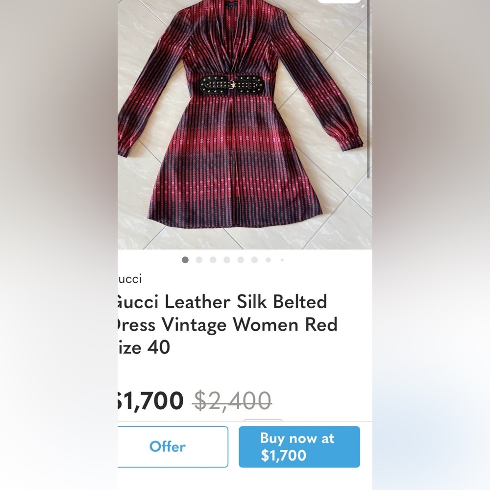 Gucci Black Silk Dress with Embellished Snakeskin Belt